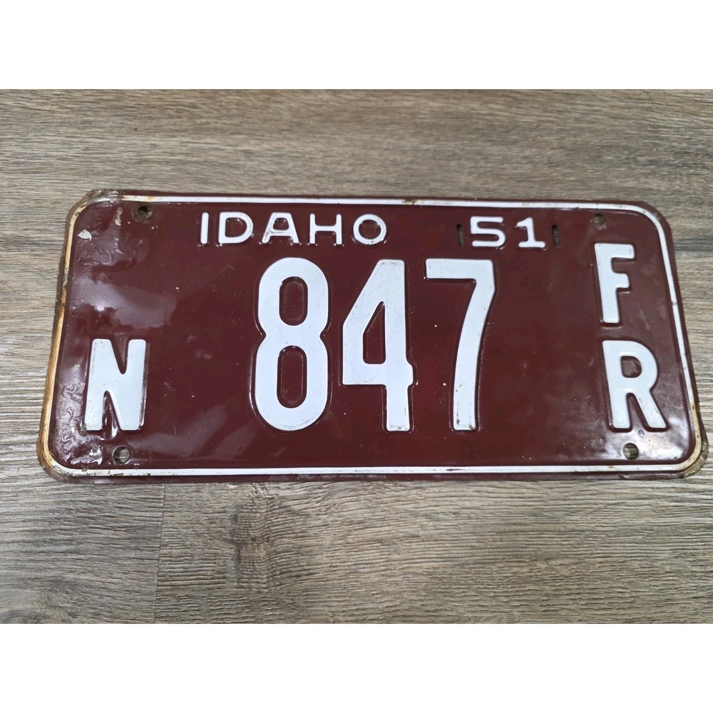 Vintage 1951 Idaho License Plate N 847 FR